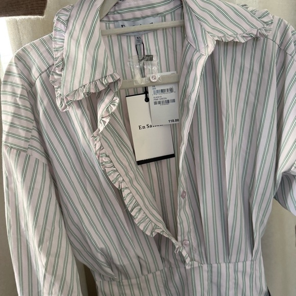 En Saison Striped Ruffle-Collar Mini Dress – XS - Picture 7 of 9